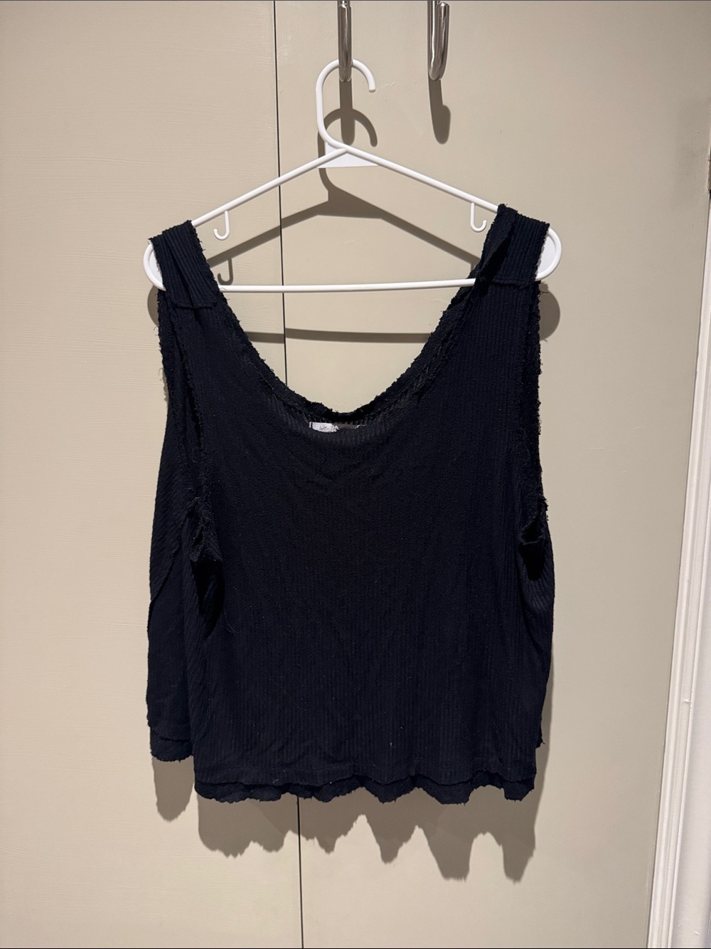 Free People- We the Free- Black Ribbed Tank — Women’s Sleeveless Top